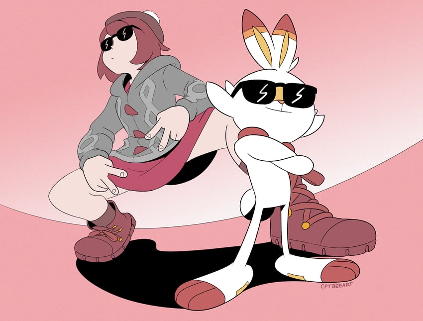 gloria and scorbunny (pokemon and 1 more) drawn by belleinpastel