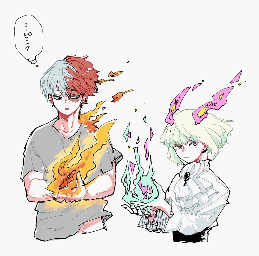 lio fotia and todoroki shoto (boku no hero academia and 1 more) drawn by prmrsmm