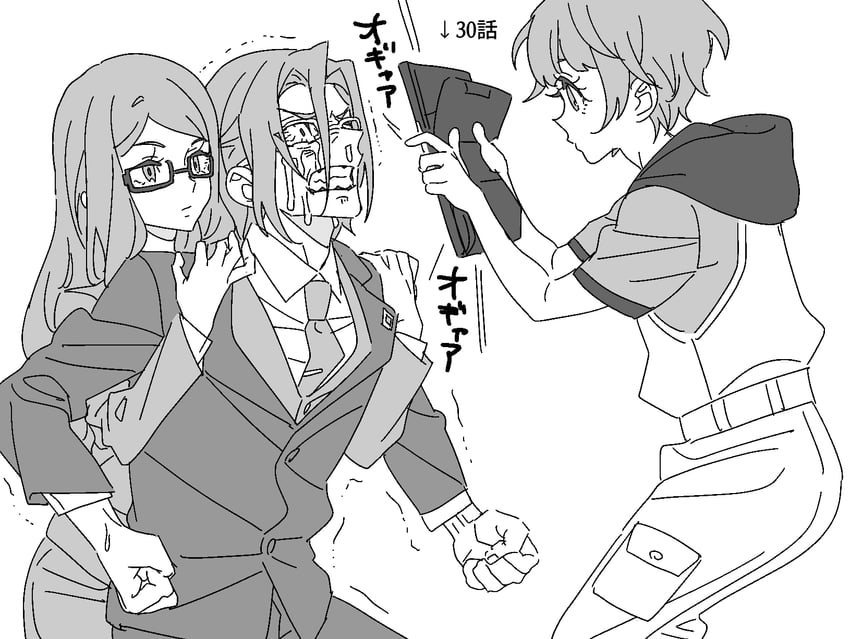omega auru, akai meganee, and omega inoru (pretty series and 1 more) drawn by zashima