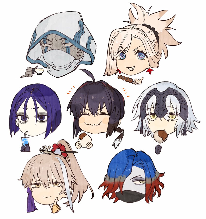 jeanne d'arc alter, miyamoto musashi, yamato takeru, archer, ushi gozen, and 2 more (fate and 1 more) drawn by wataru_rei