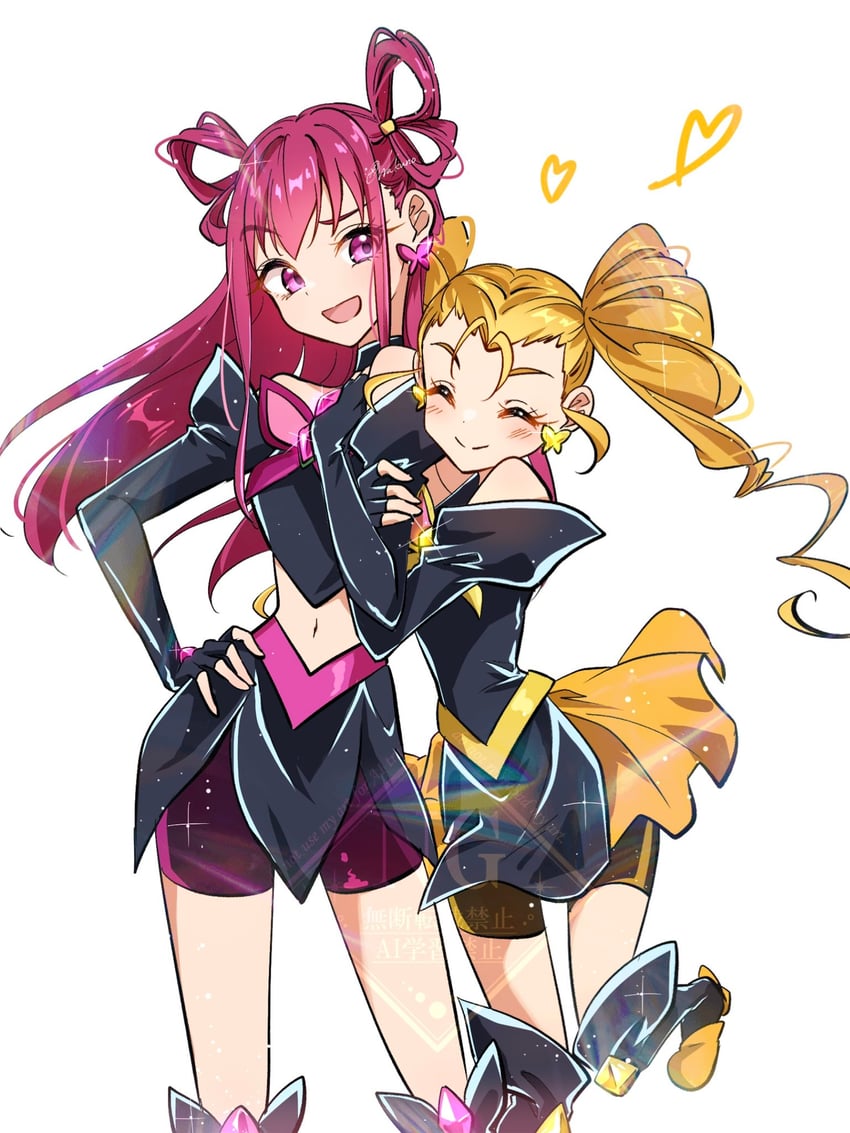 dark dream and dark lemonade (precure and 1 more) drawn by wakuno_lemon