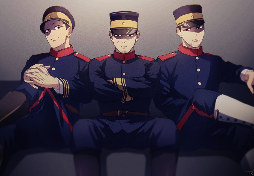 ogata hyakunosuke, tsukishima hajime, and usami tokishige (golden kamuy) drawn by tr_(lauralauraluara)