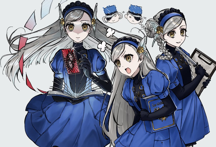 caroline, justine, and lavenza (persona and 1 more) drawn by iun_321