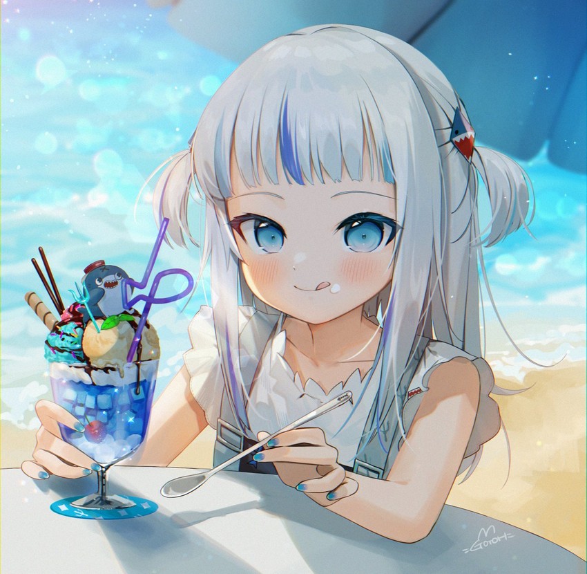 gawr gura and bloop (hololive and 1 more) drawn by gotoh_(nekocat)