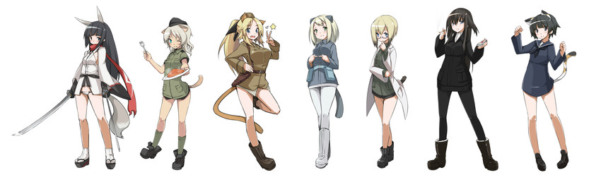 ursula hartmann, anabuki tomoko, elizabeth f. beurling, elma leivonen, sakomizu haruka, and 2 more (world witches series and 1 more) drawn by shokuen_shiwe