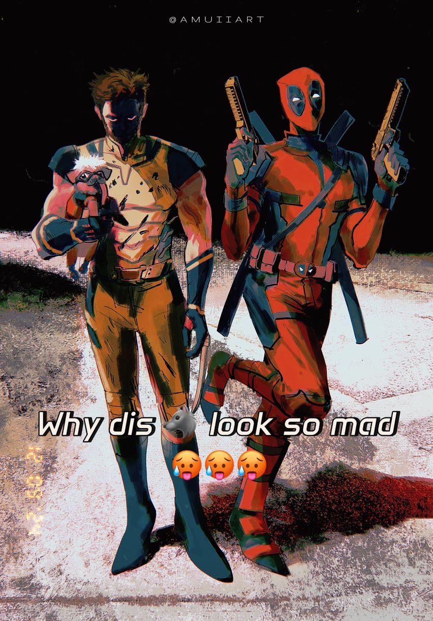 wolverine, deadpool, and dogpool (marvel and 4 more) drawn by amuii