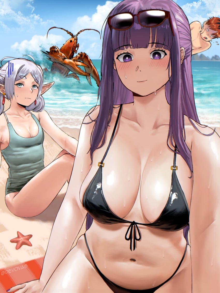 frieren, fern, and stark (sousou no frieren) drawn by devovas