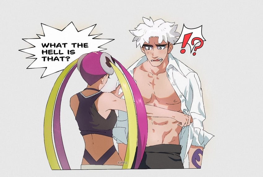 guzma and plumeria (pokemon and 1 more) drawn by km92