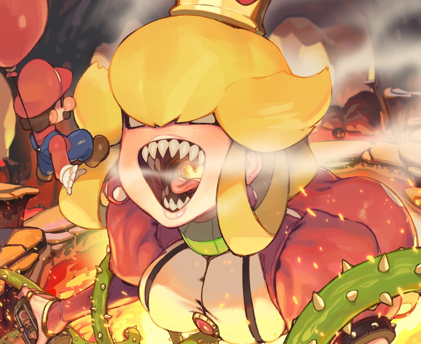 mario, toad, piranha plant, red toad, lava piranha, and 1 more (mario and 2 more) drawn by gloss_(hotglossed)