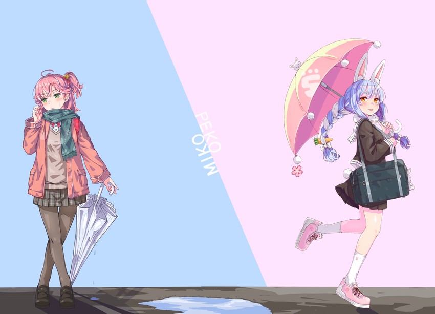 usada pekora, sakura miko, and don-chan (hololive) drawn by tmo-cat