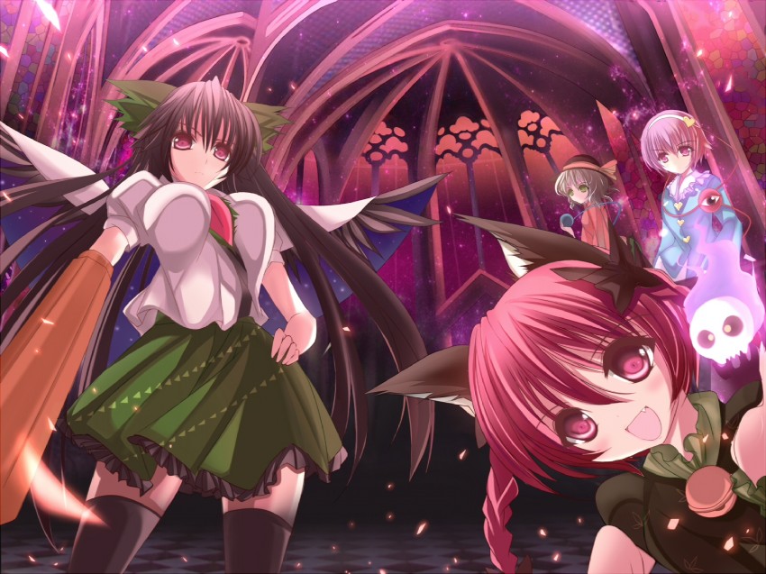 komeiji koishi, komeiji satori, kaenbyou rin, and reiuji utsuho (touhou) drawn by marionette_(excle)