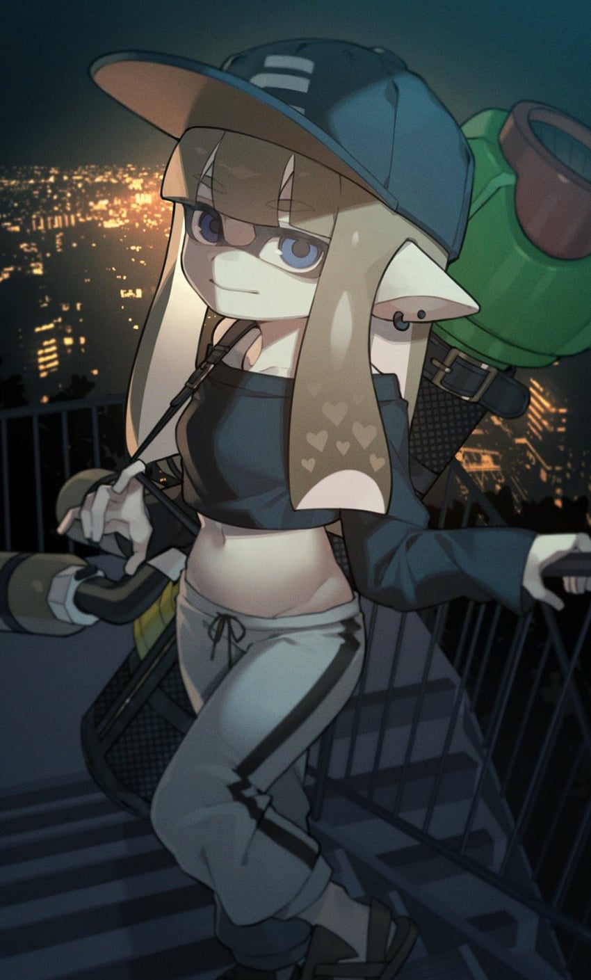 inkling player character and inkling girl (splatoon) drawn by prat_rat
