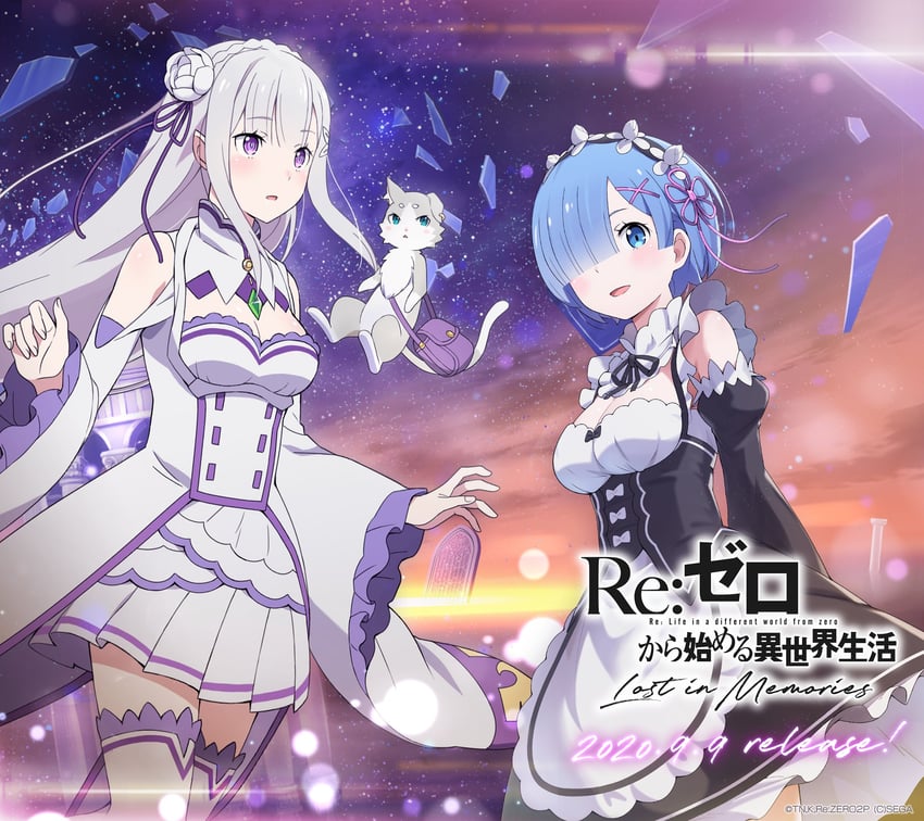 rem, emilia, and puck (re:zero kara hajimeru isekai seikatsu and 1 more)
