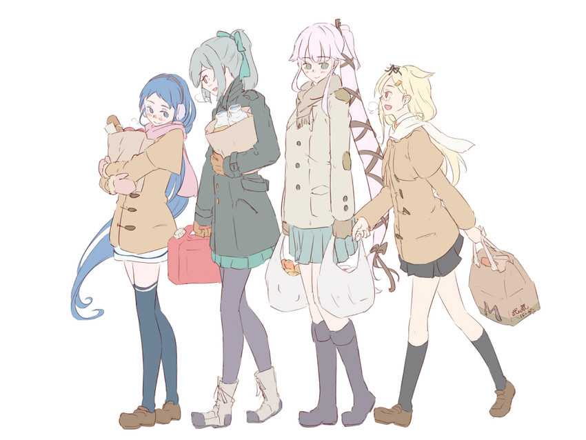 yuudachi, yuudachi kai ni, samidare, yuubari, and yura (kantai collection) drawn by mikeco
