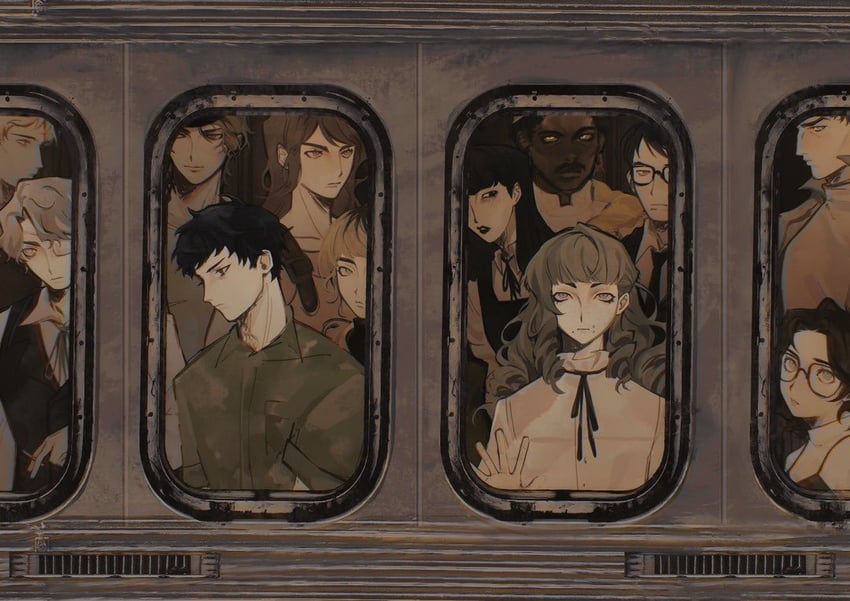 marina, levi, daan, karin, abella, and 7 more (fear & hunger and 1 more) drawn by sazhimi