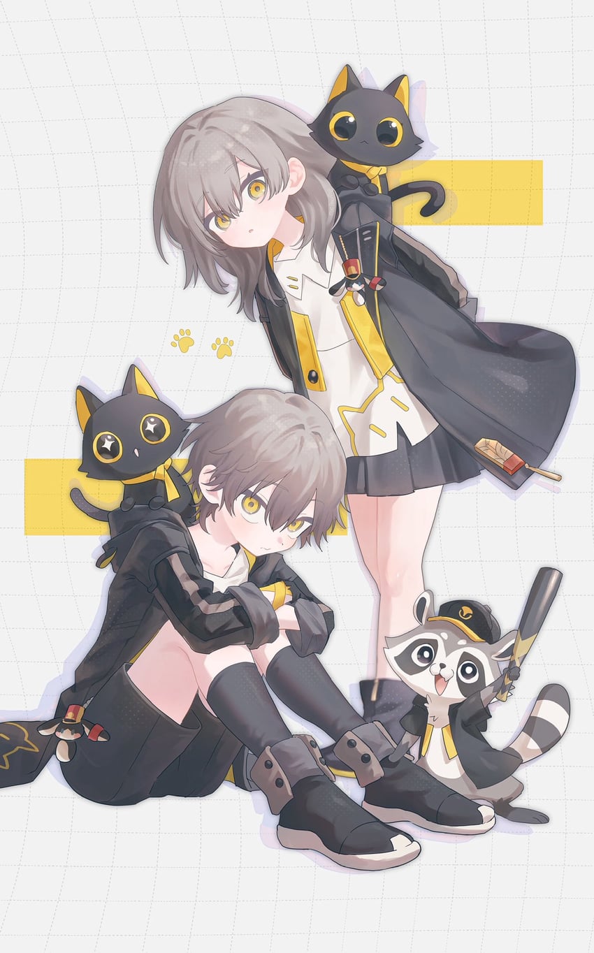 trailblazer, stelle, caelus, and galactic baseballer (honkai and 1 more) drawn by meimu428