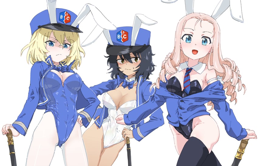 andou, oshida, and marie (girls und panzer) drawn by monolith_(suibou_souko)
