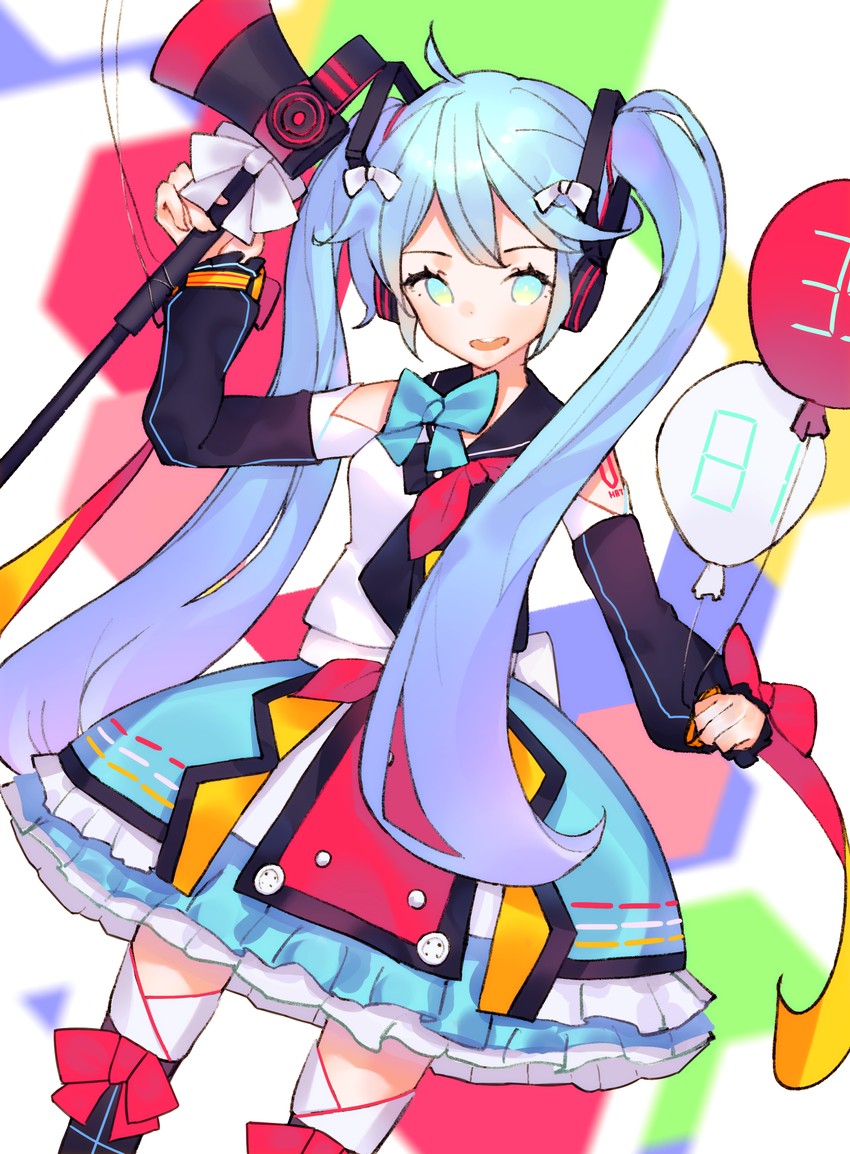 hatsune miku and magical mirai miku (vocaloid and 1 more) drawn by cio_hakatano
