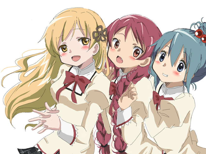 miki sayaka, sakura kyoko, and tomoe mami (mahou shoujo madoka magica) drawn by rino-ichigo