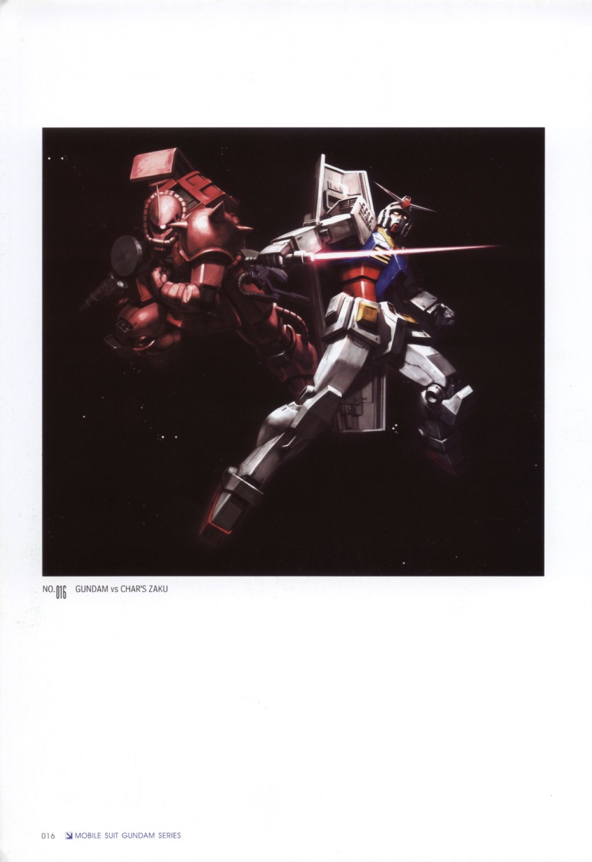rx-78-2 gundam, zaku ii, and zaku ii s char custom (gundam and 1 more) drawn by morishita_naochika