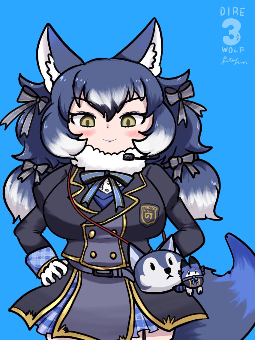 lucky beast and dire wolf (kemono friends and 1 more) drawn by futo_utsu
