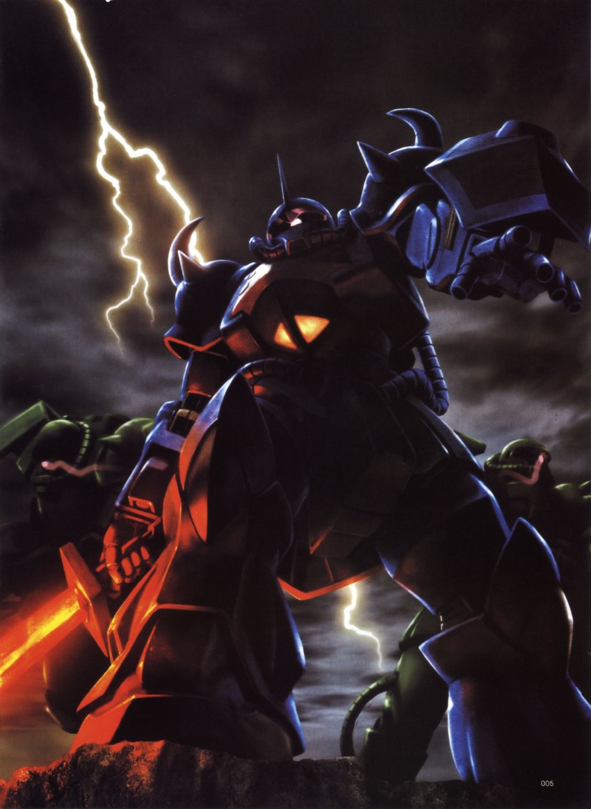 zaku ii, gouf, and zaku ii f/j (gundam and 1 more) drawn by morishita_naochika