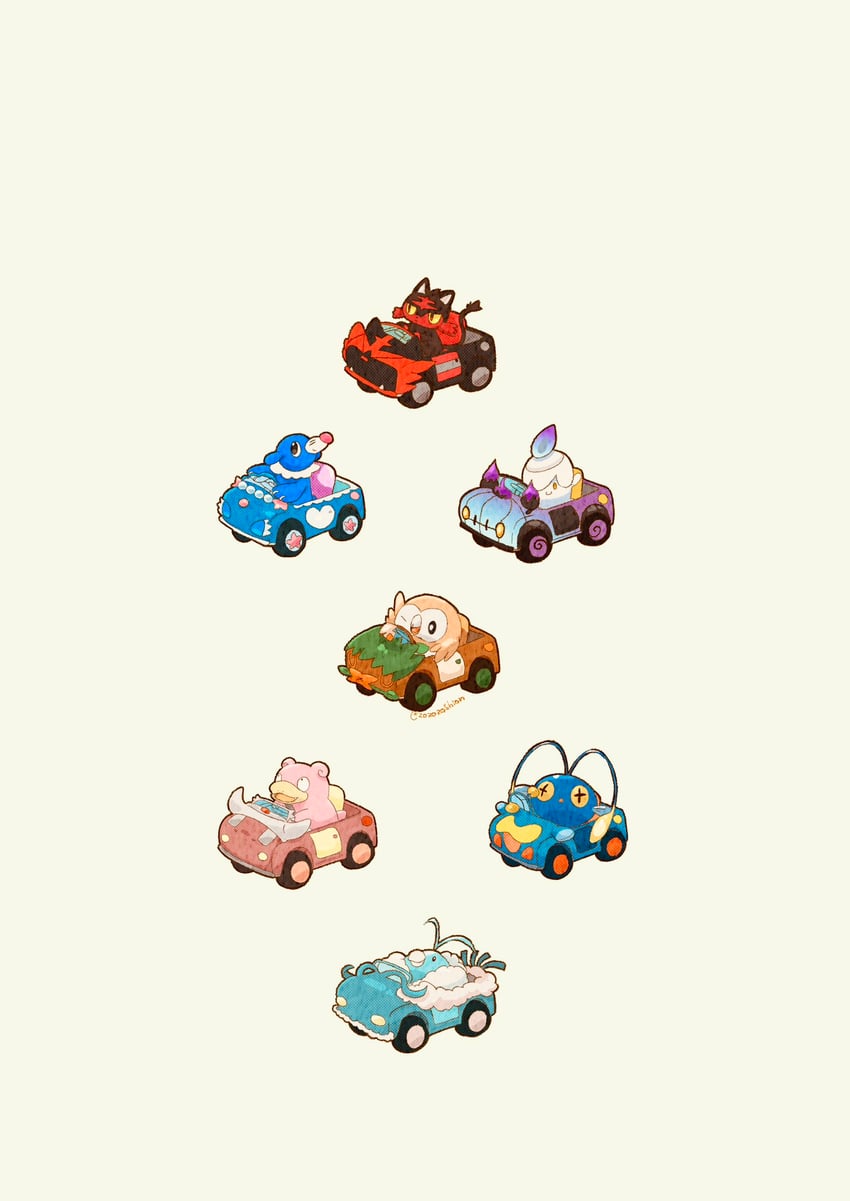 rowlet, popplio, litwick, litten, altaria, and 9 more (pokemon) drawn by zozozoshion