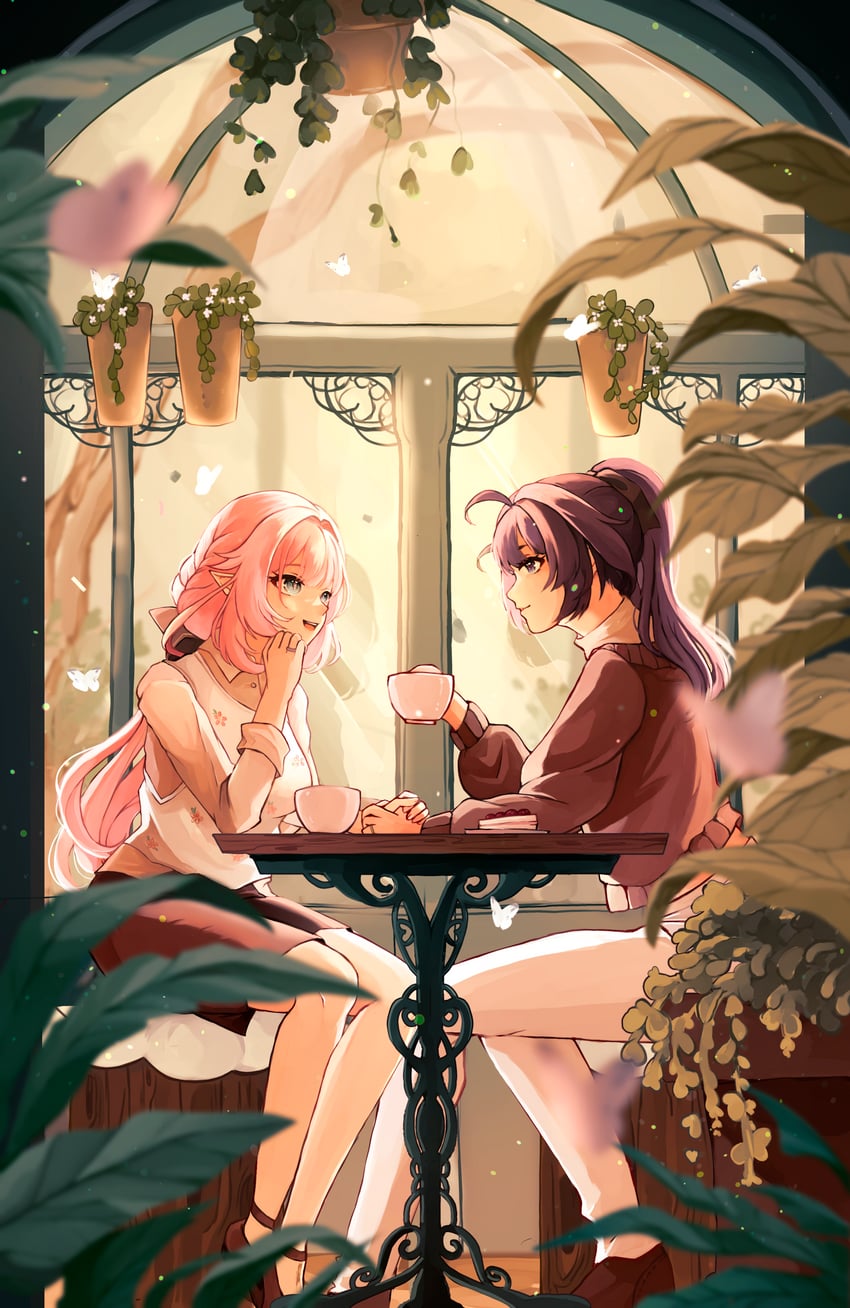 elysia and raiden mei (honkai and 1 more) drawn by mofumanju