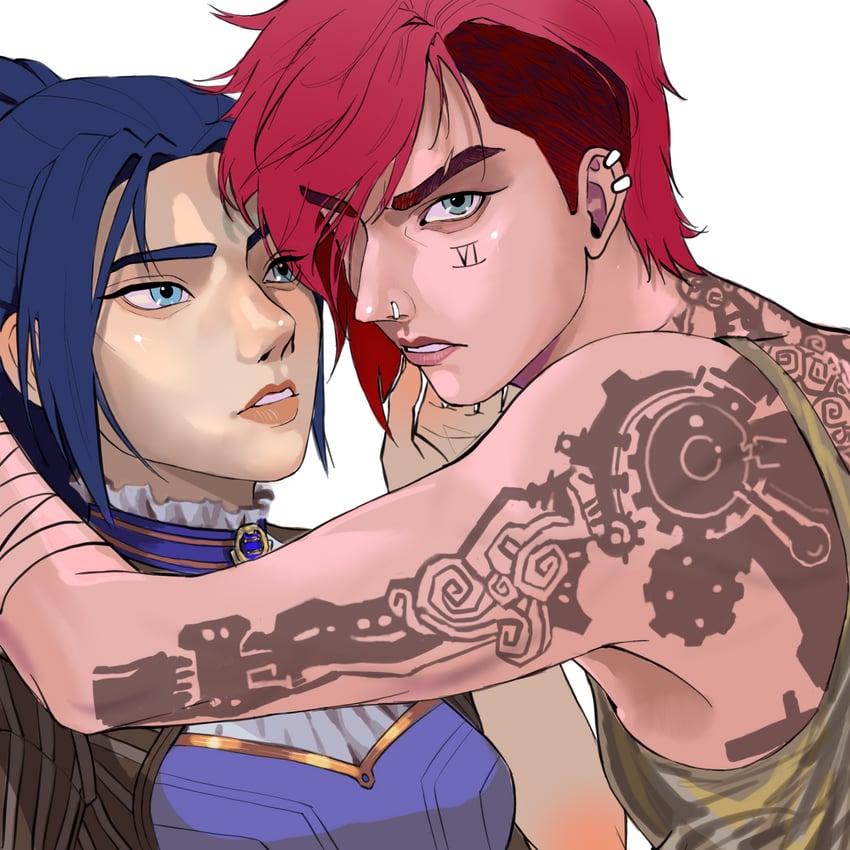 vi, caitlyn, arcane vi, and arcane caitlyn (league of legends and 1 more) drawn by yoshiki43445590