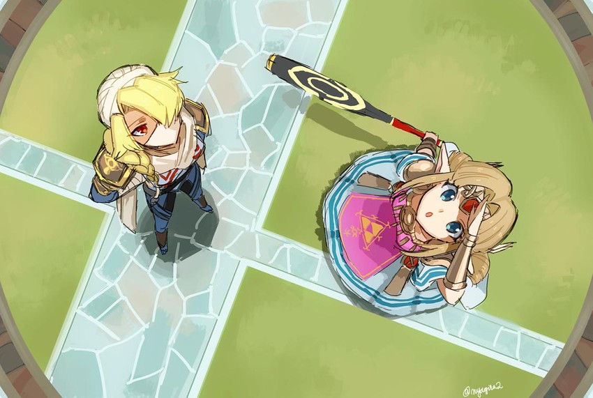princess zelda and sheik (the legend of zelda and 3 more) drawn by nyagiratwist