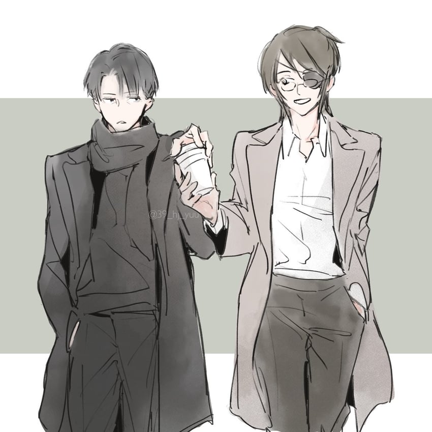 levi and hange zoe (shingeki no kyojin) drawn by yuu_(39_hj_yuu)