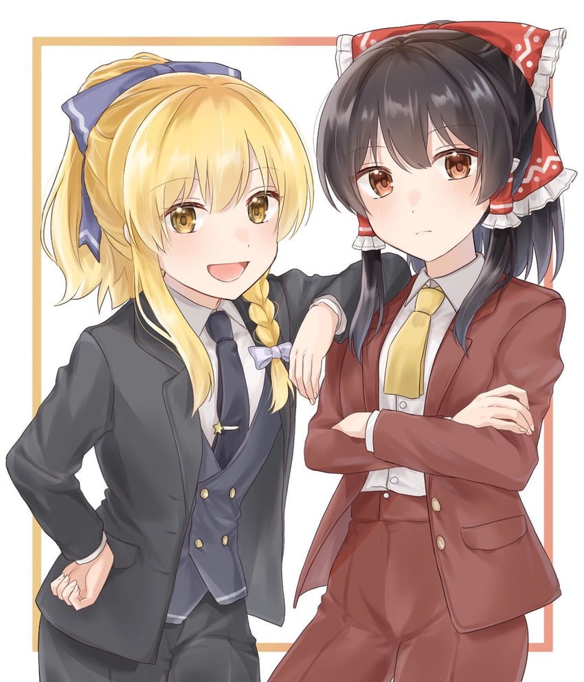 hakurei reimu and kirisame marisa (touhou) drawn by reimu_tyuki