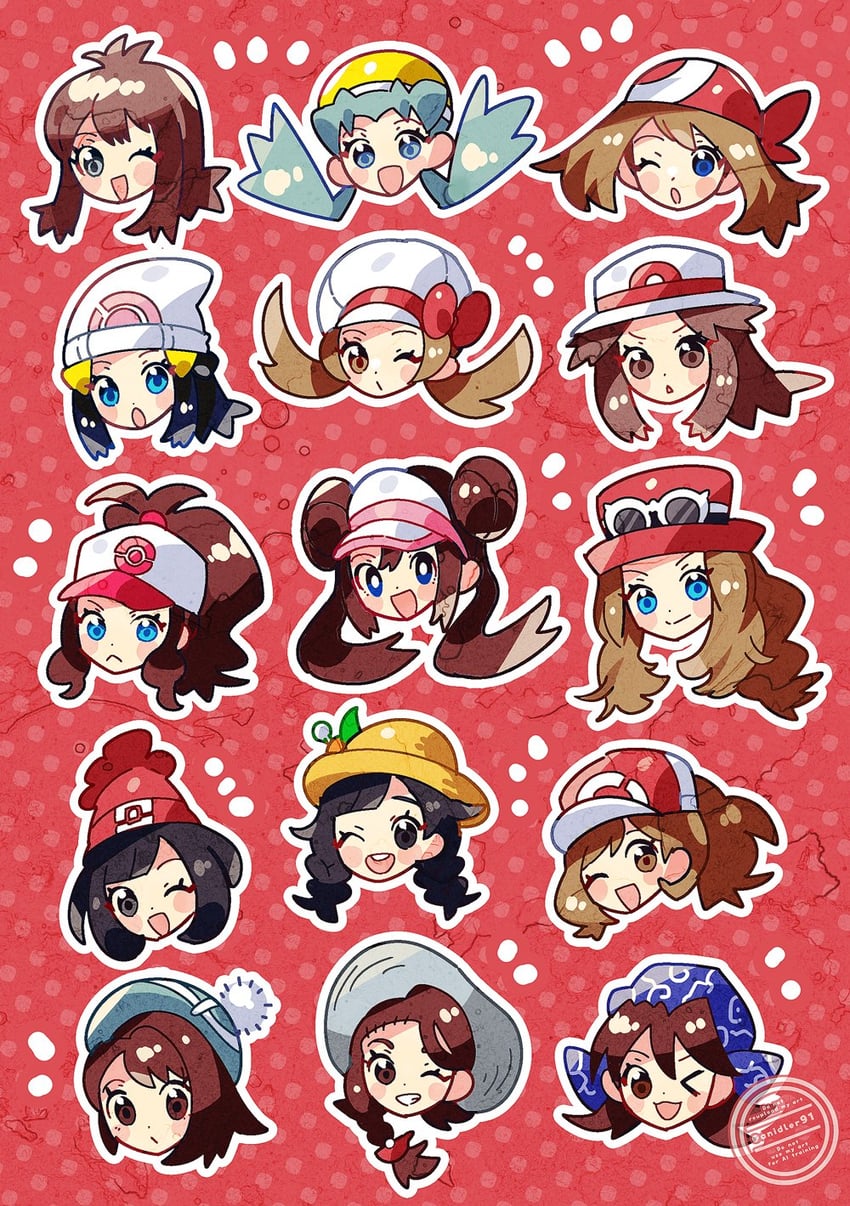 dawn, may, rosa, hilda, gloria, and 9 more (pokemon and 16 more) drawn by anidler91
