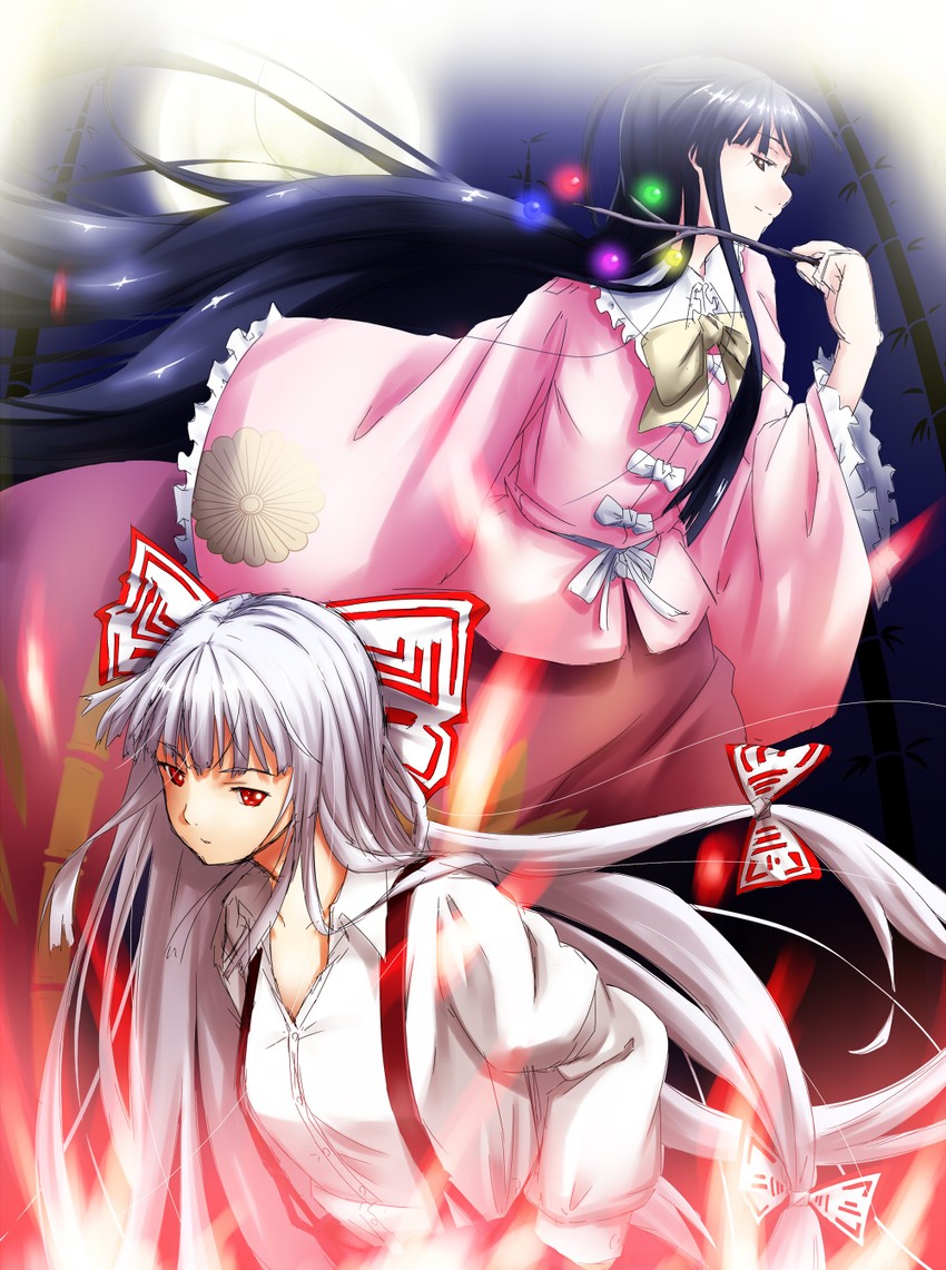 fujiwara no mokou and houraisan kaguya (touhou) drawn by niwatazumi
