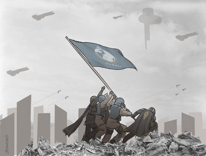 helldiver and seaf soldier (helldivers and 1 more) drawn by xanran