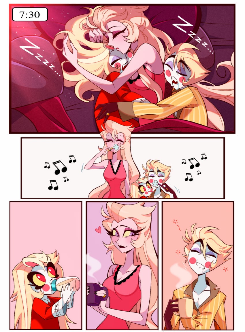 lucifer morningstar, charlie morningstar, and lilith (hazbin hotel) drawn by chandllucky