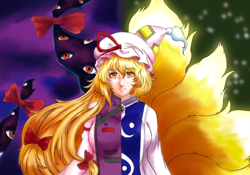 yakumo yukari and yakumo ran (touhou) drawn by karasutomo