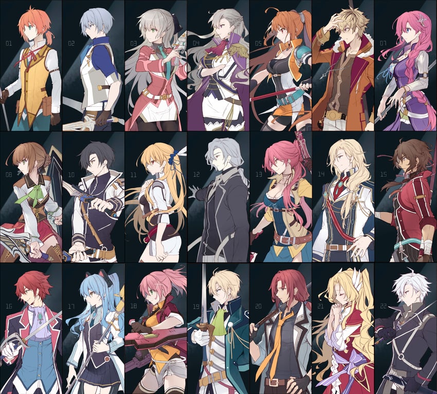 rean schwarzer, estelle bright, alisa reinford, tio plato, elie macdowell, and 16 more (eiyuu densetsu and 2 more) drawn by achan_(blue_semi)
