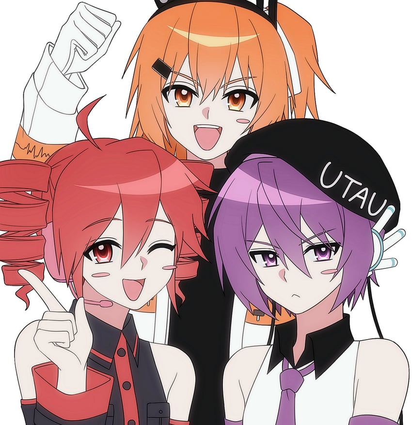 kasane teto, adachi rei, and utane uta (utau and 2 more) drawn by xillxu