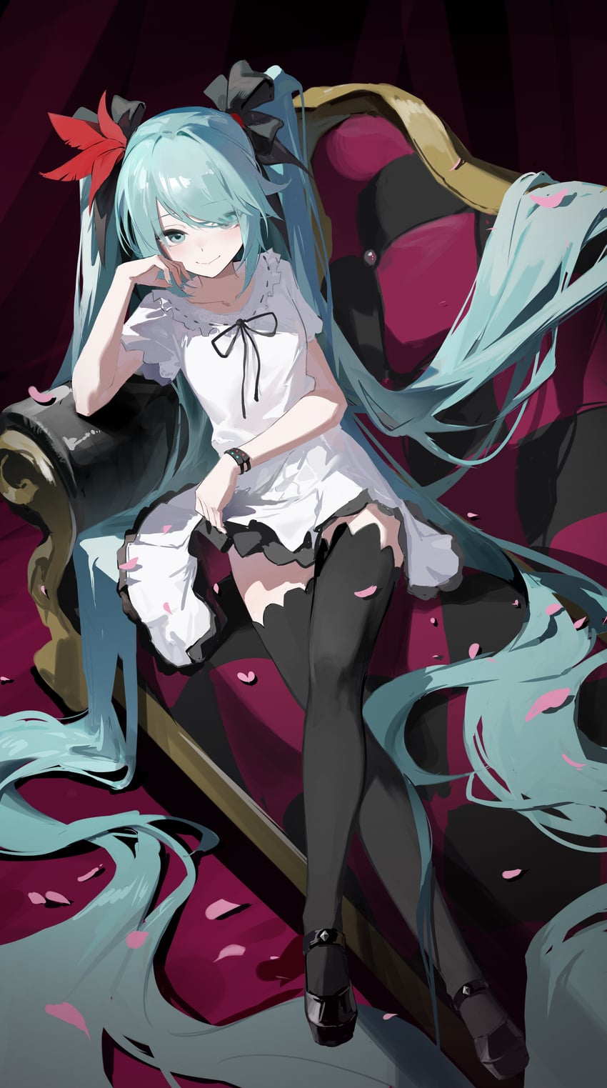 hatsune miku (vocaloid and 2 more) drawn by jiu_ye_sang
