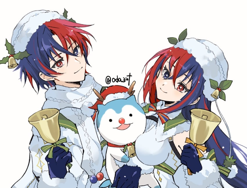 female alear, male alear, and sommie (fire emblem and 1 more) drawn by oda32t