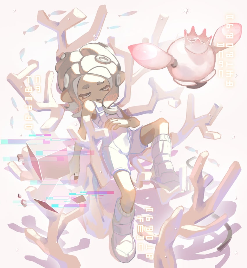 octoling player character, octoling girl, pearl, agent 8, and pearl drone (splatoon and 2 more) drawn by 05_ruri