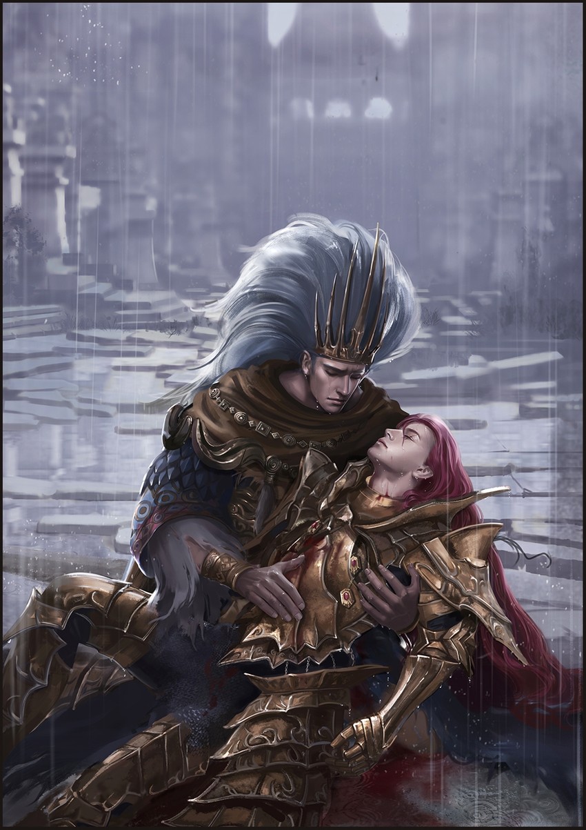 nameless king and dragon slayer ornstein (dark souls and 1 more) drawn by mephisto_24