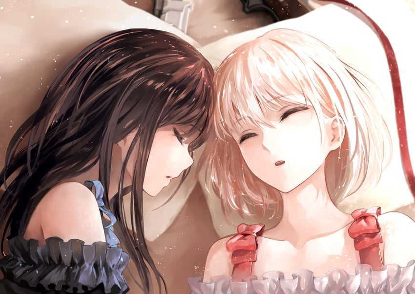 nishikigi chisato and inoue takina (lycoris recoil) drawn by kusaba_eru_(happy_crystal)