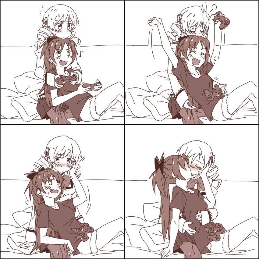 sakura kyoko and tomoe mami (mahou shoujo madoka magica) drawn by hobbang