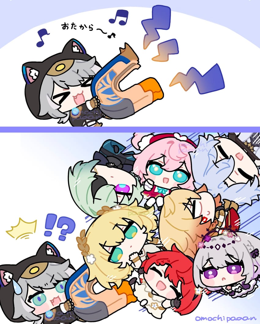 castorice, phainon, mydei, aglaea, anaxa, and 3 more (honkai and 1 more) drawn by omochi_binta