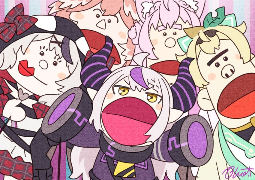 sakamata chloe, la+ darknesss, hakui koyori, kazama iroha, and takane lui (hololive and 1 more) drawn by buru-dai