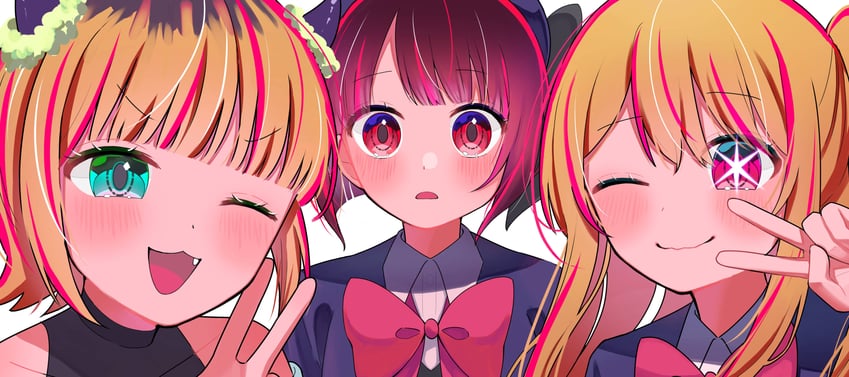 arima kana, hoshino ruby, and memcho (oshi no ko) drawn by furuima