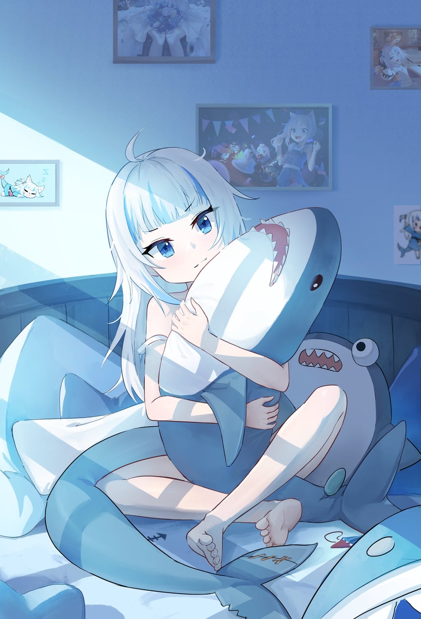 gawr gura and bloop (hololive and 1 more) drawn by hirotaka0125