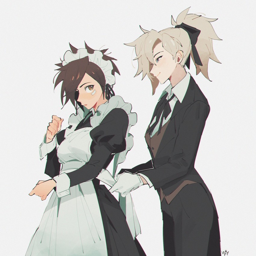 mercy and tracer (overwatch and 1 more) drawn by maro_(lij512)